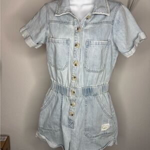 Show Me Your MuMu Light Wash Denim Women Romper
